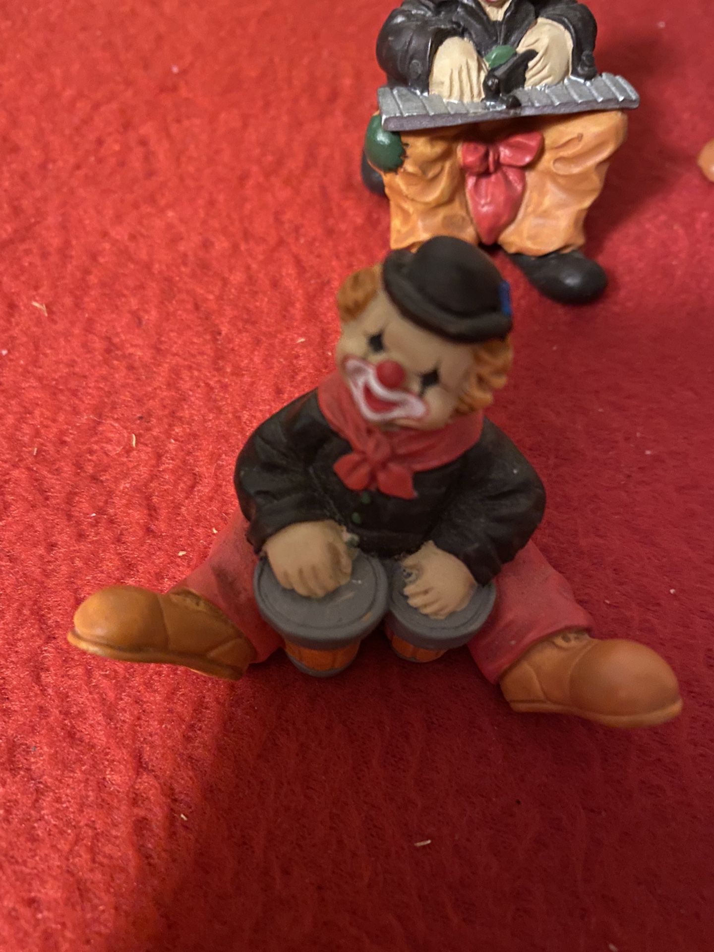 Set Of 4 Miniature Musician Clown Figurines