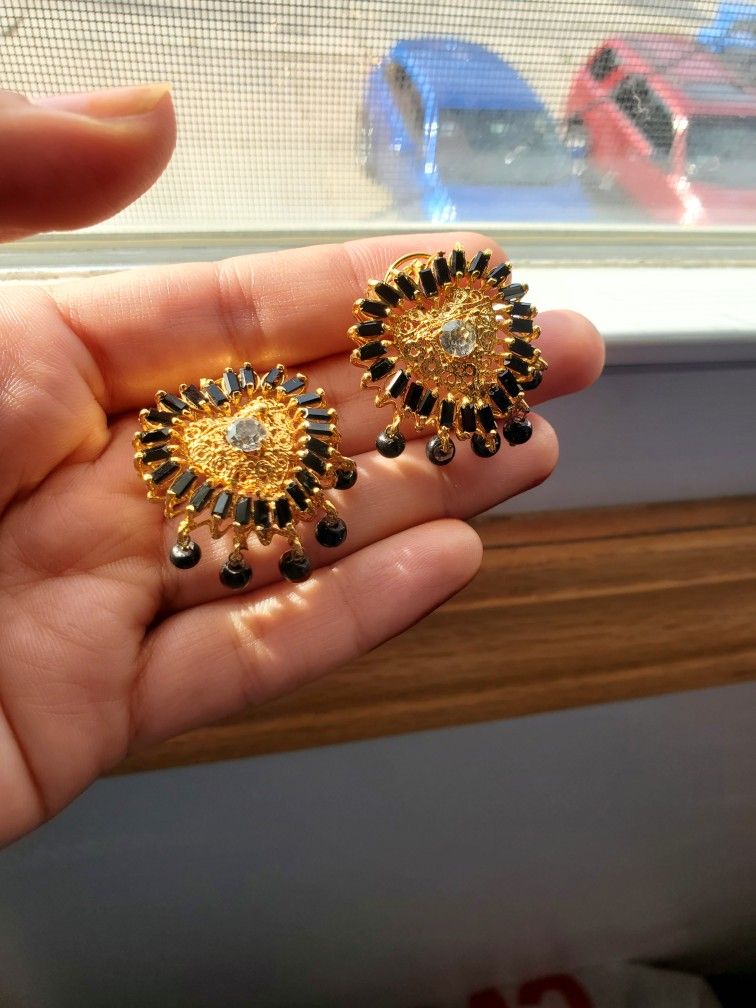Gold And Black Earrings