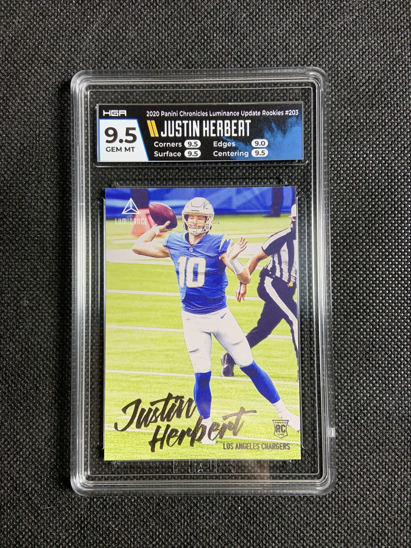2020 Panini Chronicles Justin Herbert Luminance Rookie RC #203 HGA 9.5 Gem Mint🔥🔥🔥