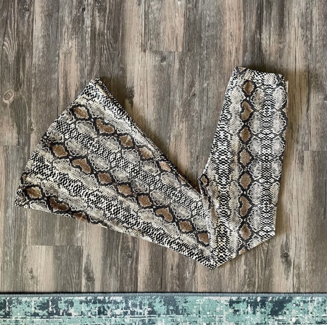 Polly Brown Snake Print Stretchy Bell Bottom Pants Size 2 Flared