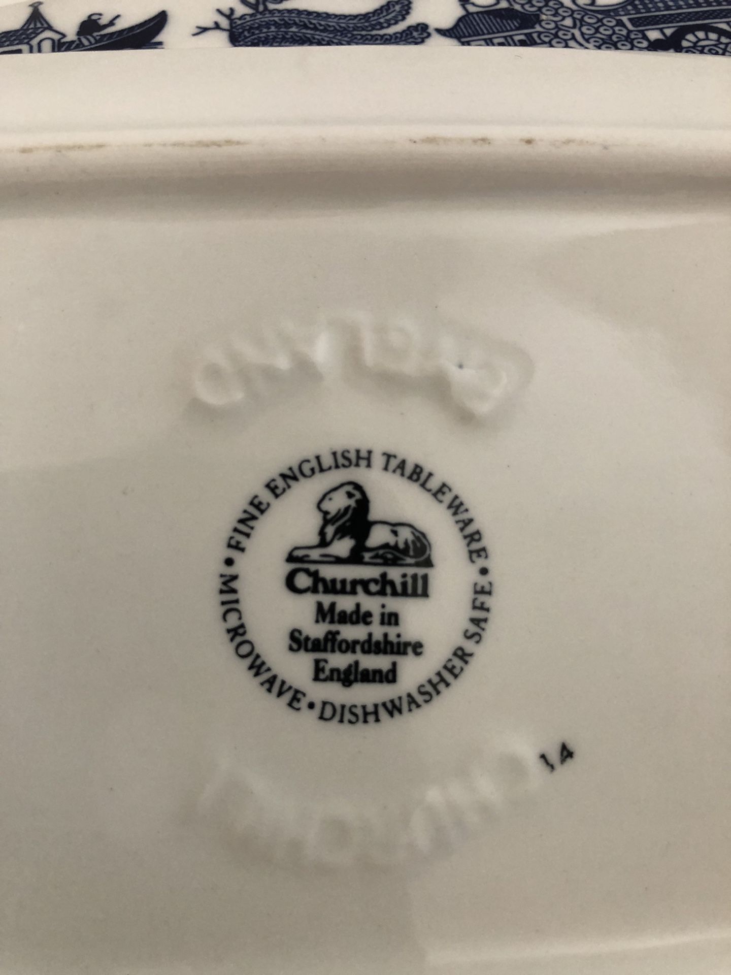 Churchill China Blue Willow Covered Butter Dish