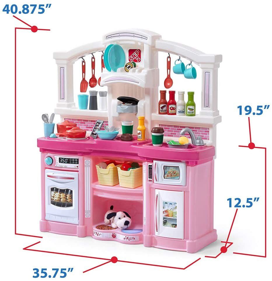 45pcs Large Plastic Play Kitchen with Realistic Lights & Sounds