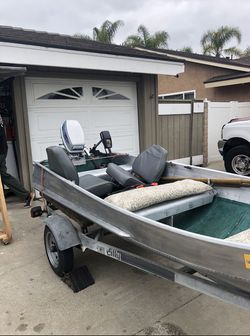 1967 Sears 12 Foot Aluminum Boat With 6hp 2stroke Outboard Motor And 1.5hp Trolling Motor Thumbnail