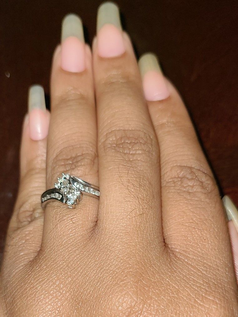 Wedding Band Set Marquise 8.5 Size White Gold