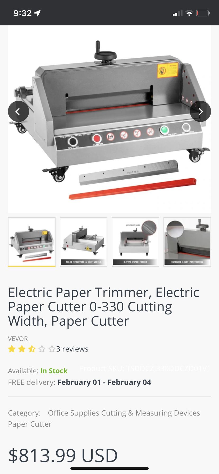 VEVOR Electric Paper Cutter E330D