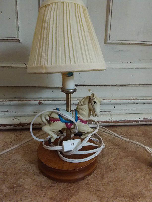 Vintage Carasol Porcelain Horse Figure statue Decor Nursery Lamp Light 