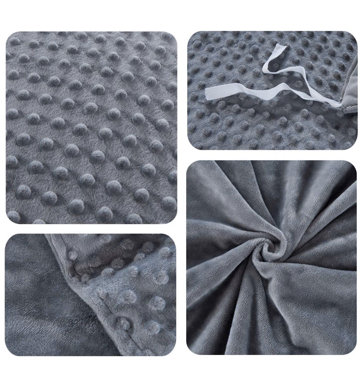 Duvet Cover for Weighted Blankets 48 x 72 Inches - Removable Weighted Blanket Cover - Soft Minky Dot, Gray