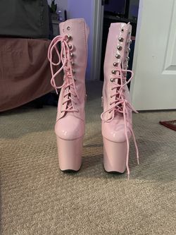 8 Inch Baby Pink Pleasers High Heels Thumbnail