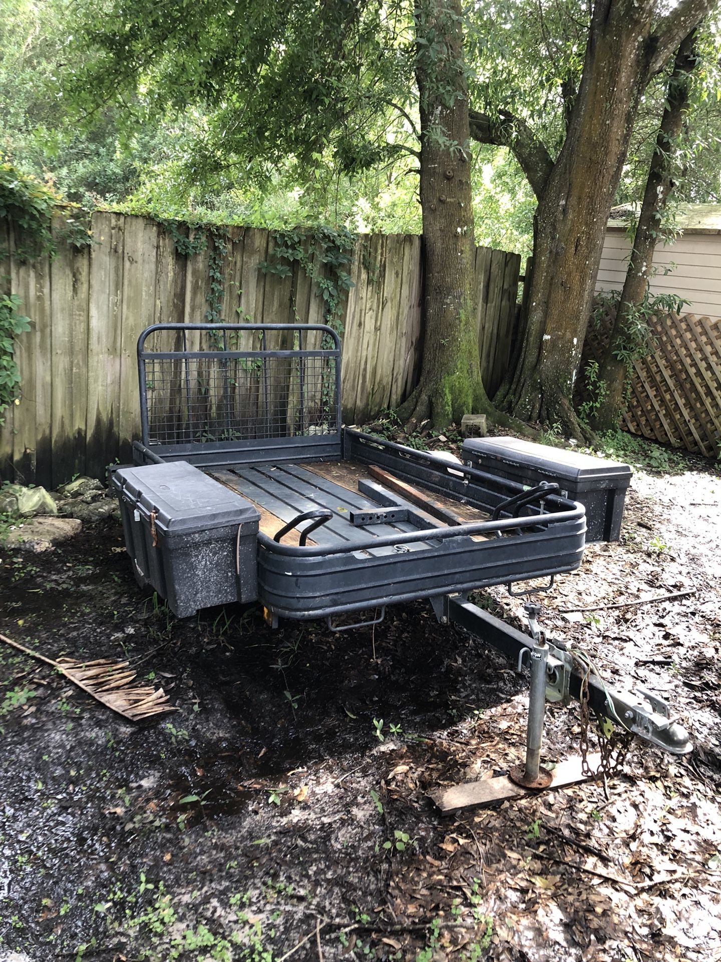 4x8 trailer all steel set up for motorcycle 2 tool box one on each side