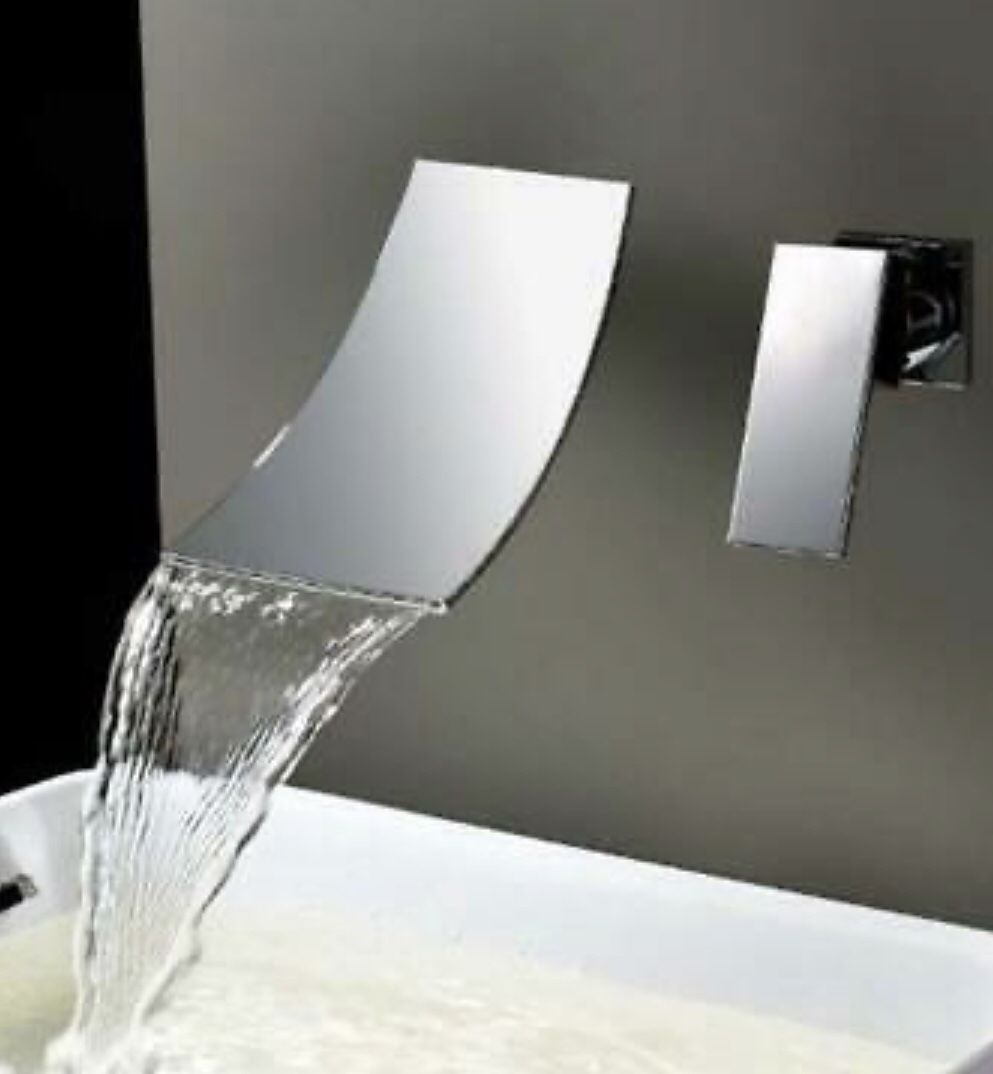 Wall Mount Metal Brass Bathroom Basin Sink Faucet Waterfall Spout Tub Mixer Tap 💥💥💥