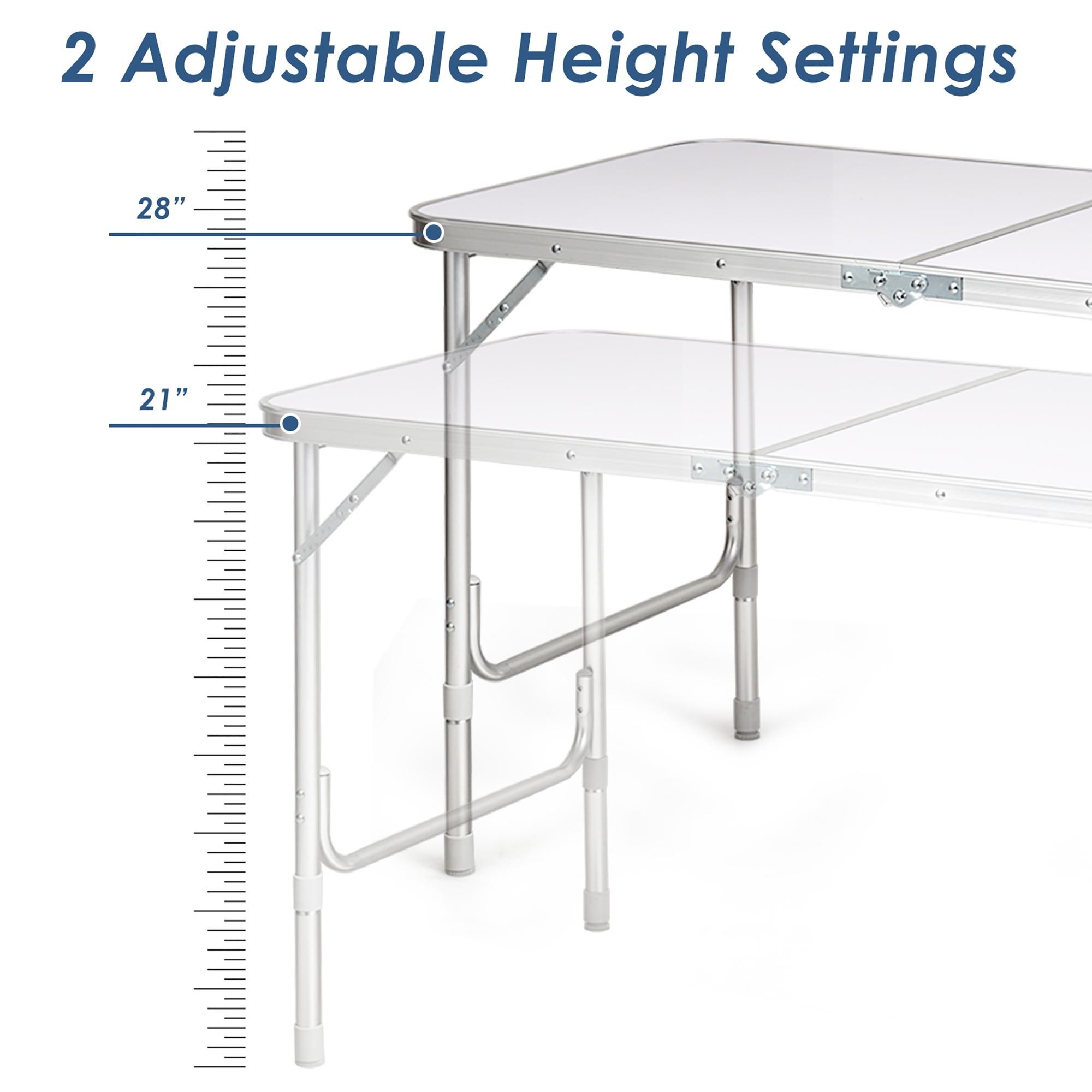 Costway Adjustable Camping Table Aluminum w/ Storage Organizer Dark Blue