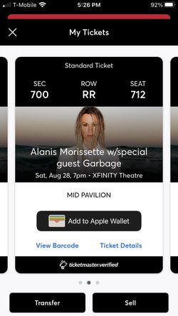 Alanis Morissette Tickets 8/28 Hartford Thumbnail