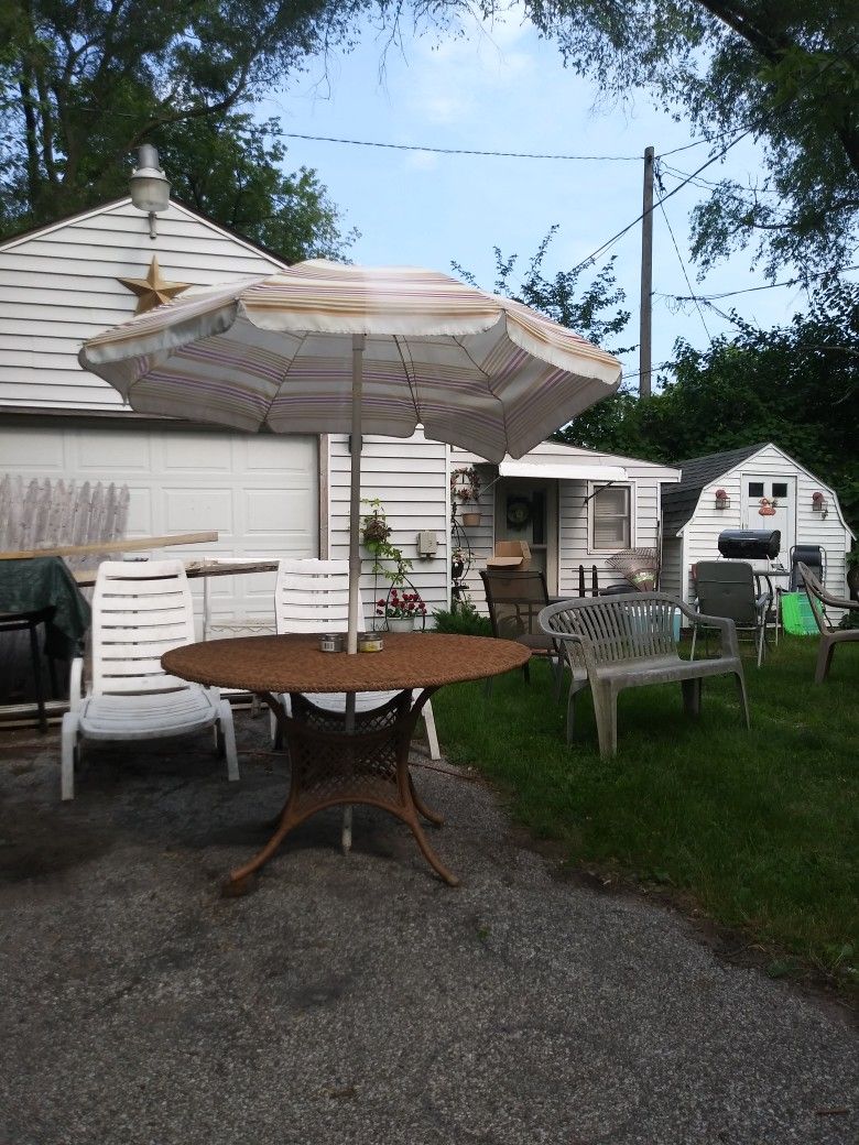 Table Outside Deck Or Yard It's Rubberized Wicker