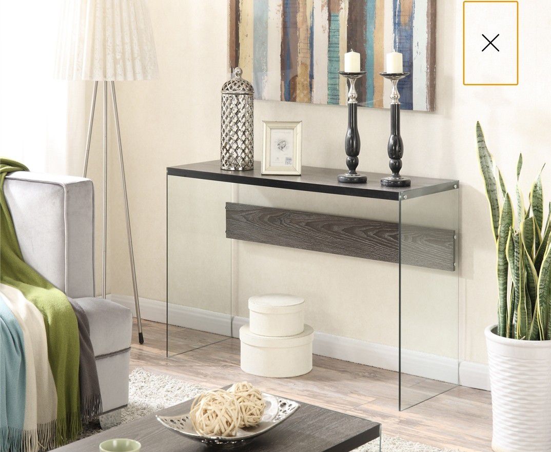 Sleek, Console Table w/ Glass support for Entryway, Foyer, Home Office, Hallway (multiple finish)