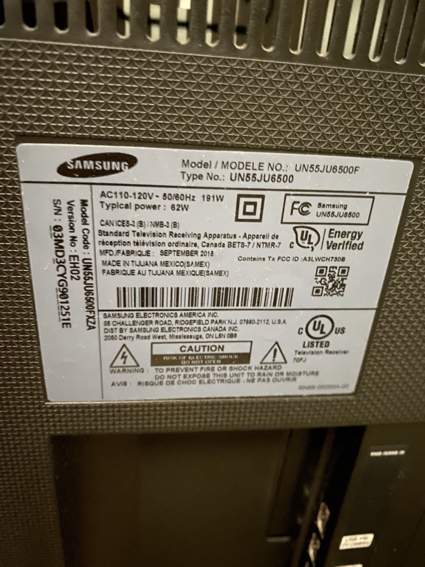 Samsung UN55JU6500 55-Inch 4K Ultra HD Smart LED TV