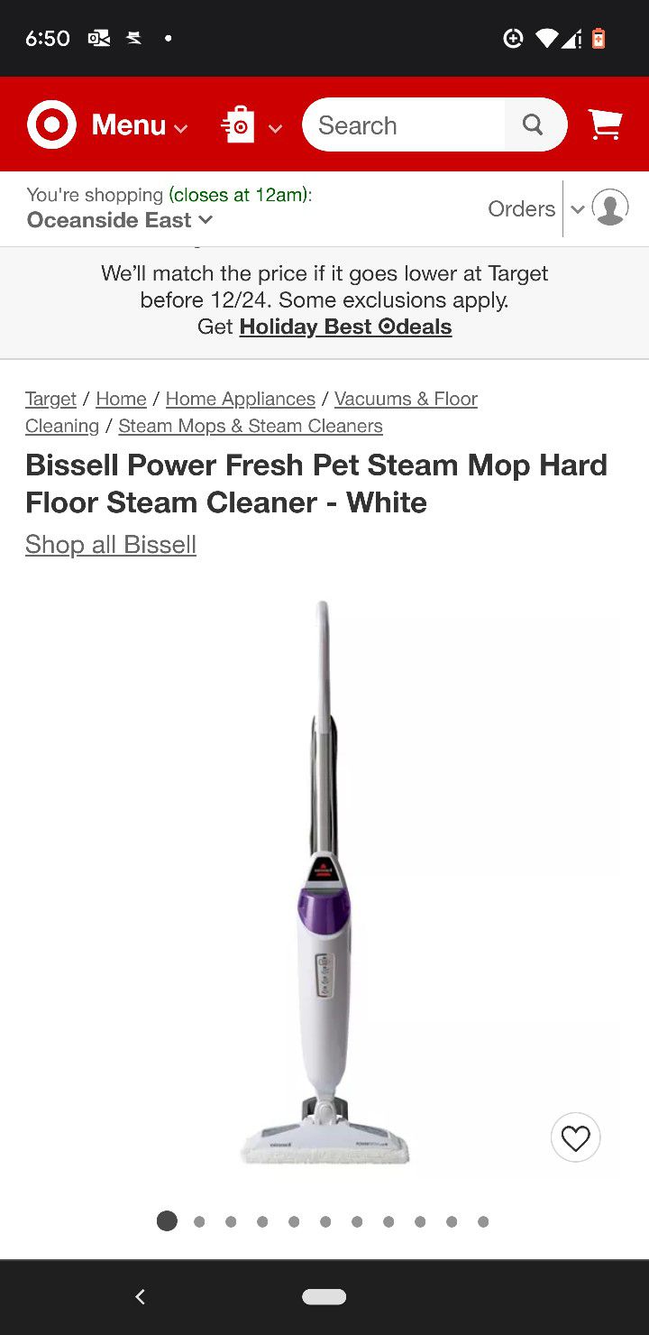 Bissell Power Fresh Pet Steam Mop Hard Floor Steam Cleaner - White

