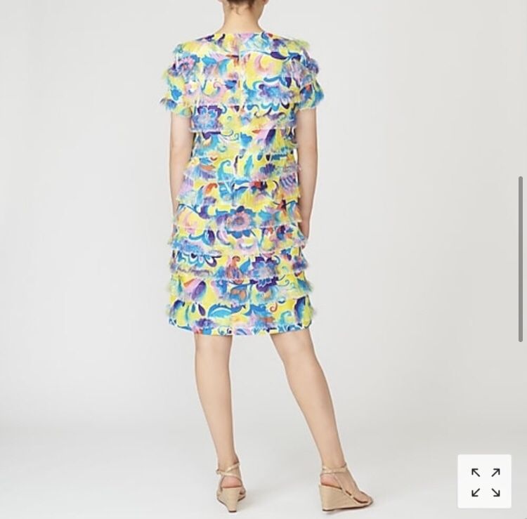 J Crew Yellow Fringe Shift Dress Size 2
