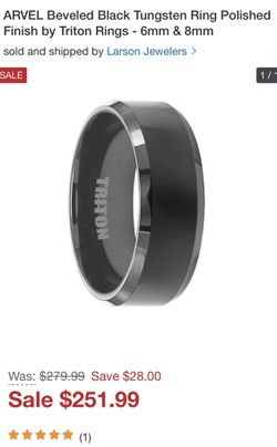 Triton Ring Black Onyx Carbide /Wedding Band Size 9 Thumbnail