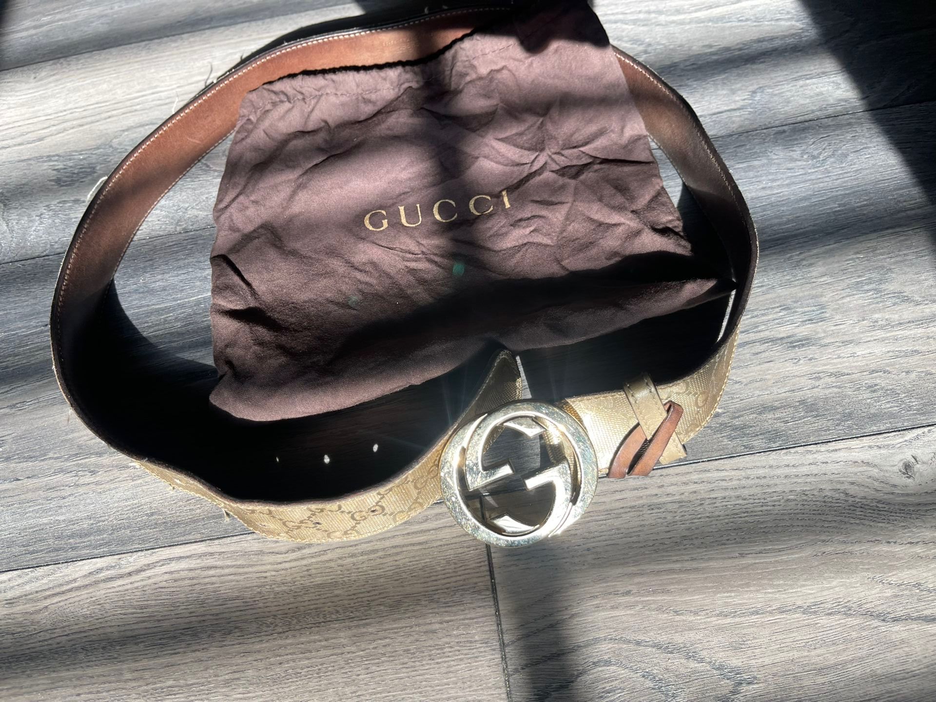 Gucci Gold Supreme Leather Belt with GG Buckle