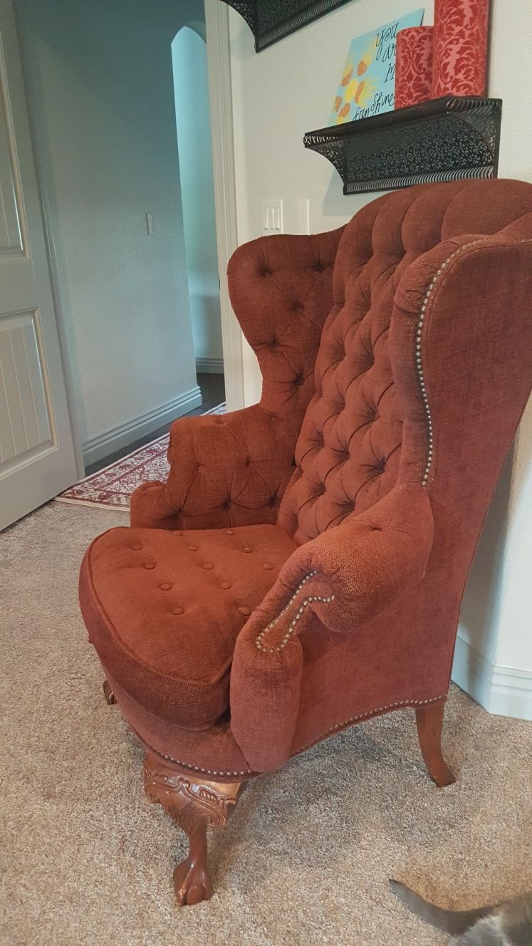 Beautiful burgundy wingback chair