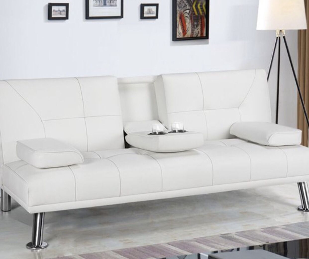 White Leather Futon
