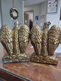 Leather lines Brass Eagle Bookends.Second Thyme Around In Olm Falls Vender Cb3. Thumbnail