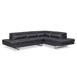 2 Torino black leather couches Thumbnail