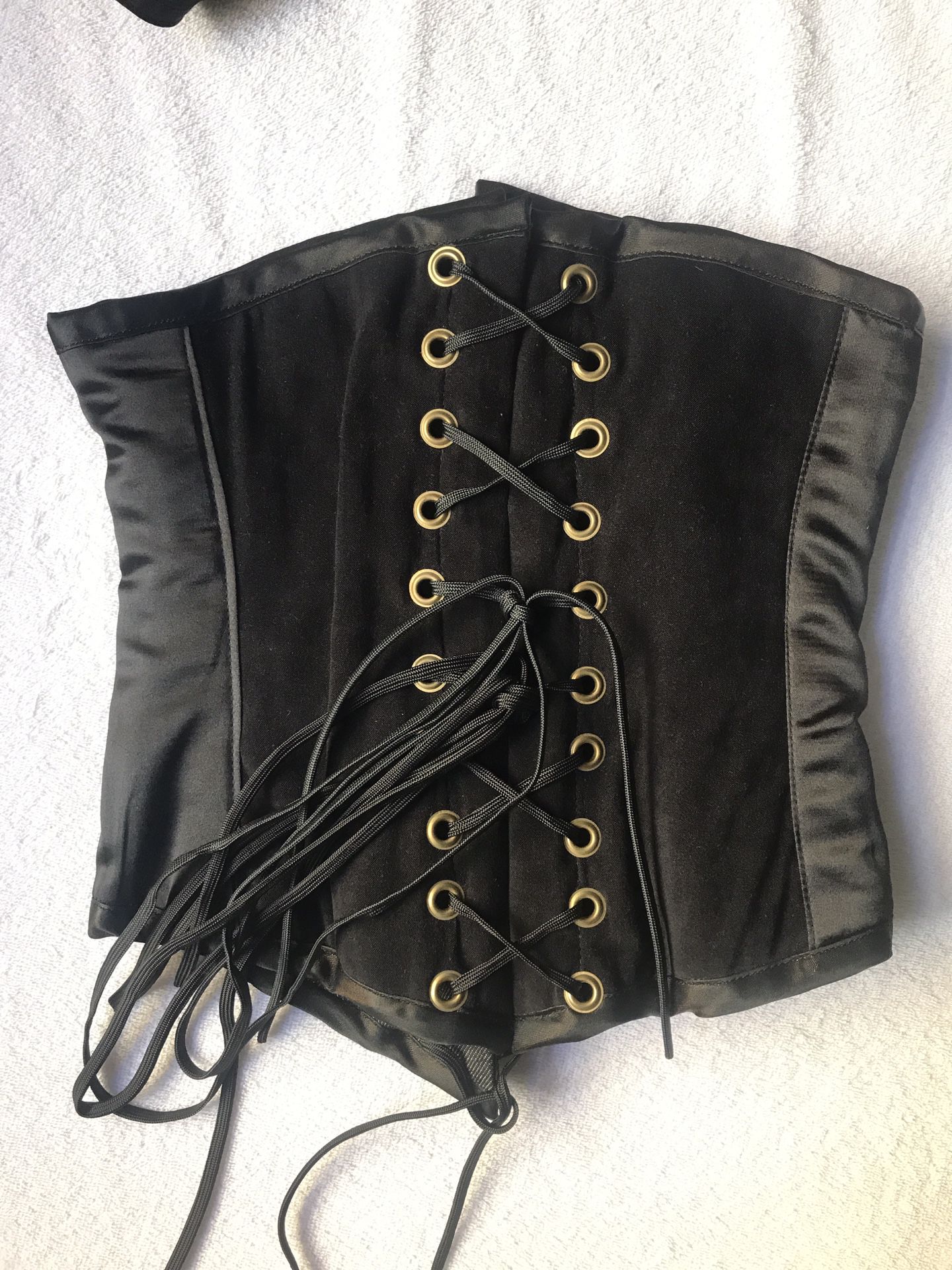 Beautiful Black and Gold underbust Corset 11” Width / XXS Or XS