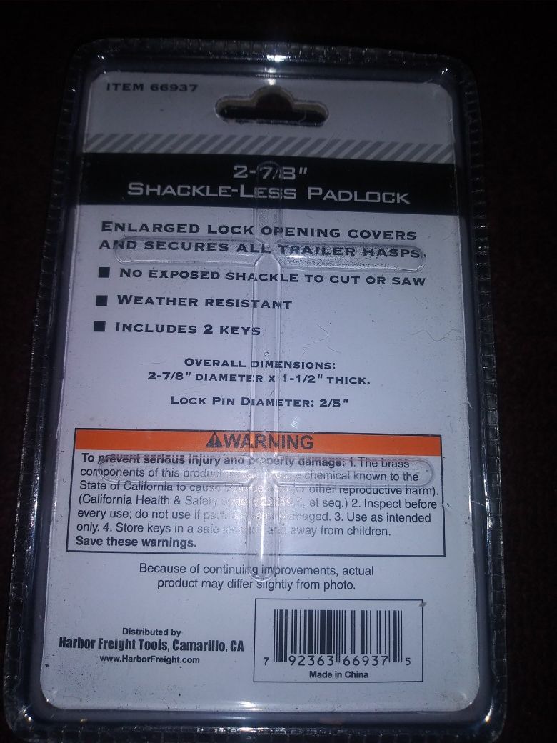 Brand New Bunker Hill Shack-less Padlock 2 7/8"