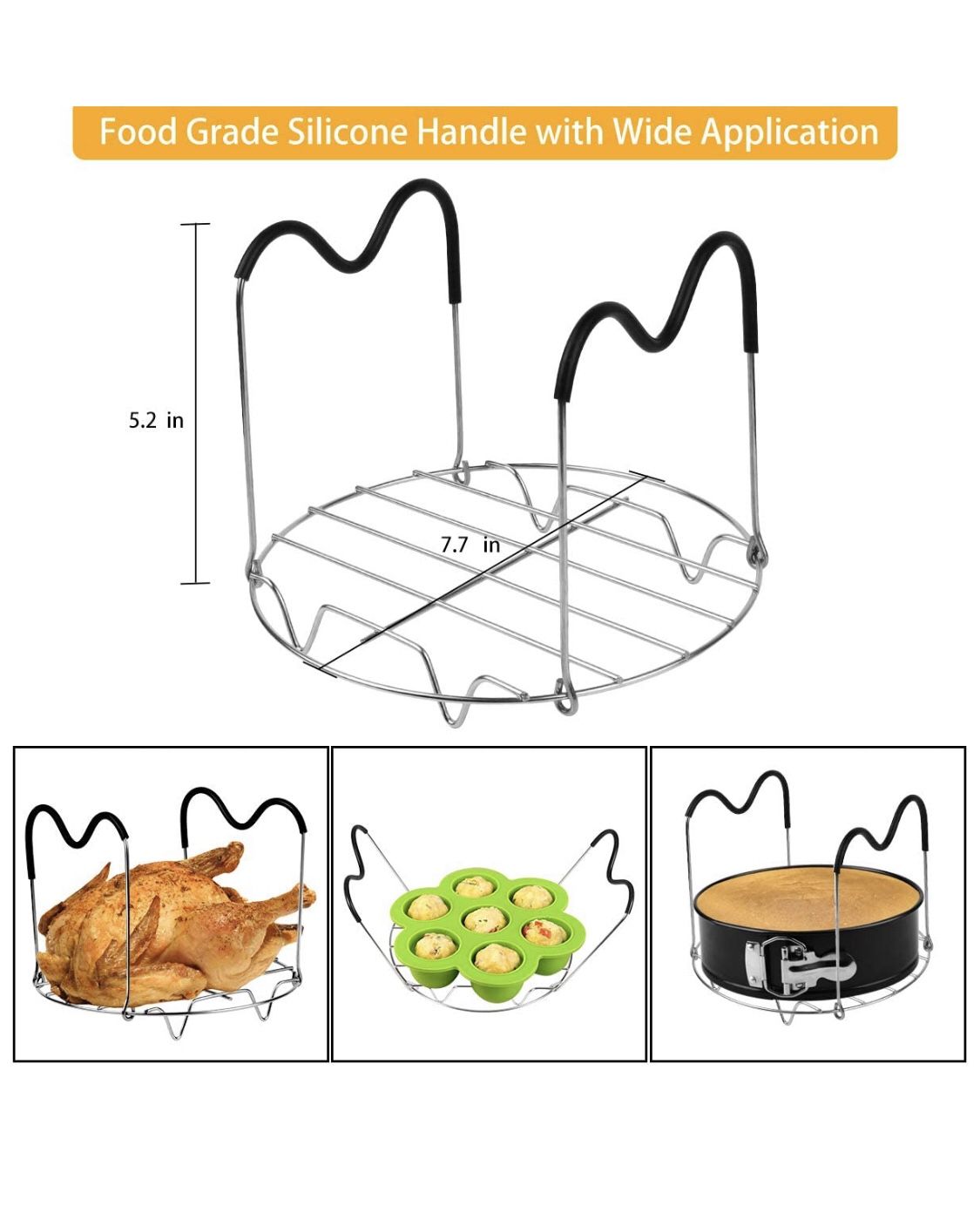 Silicone Egg Bites Molds and Steamer Rack Trivet with Heat Resistant Handles Compatible