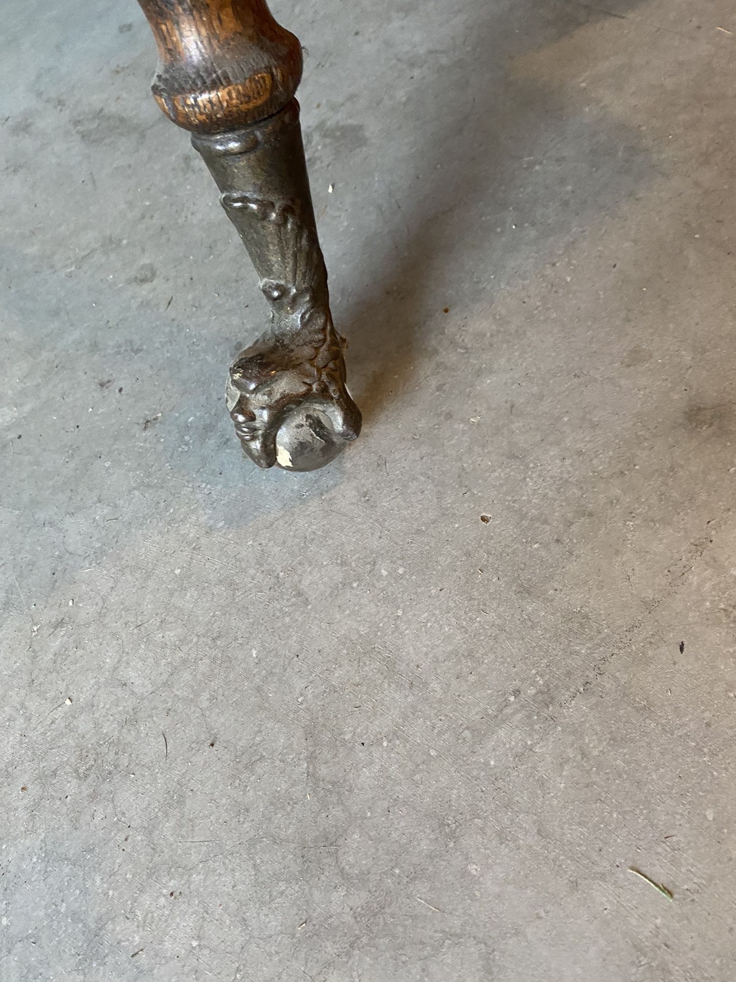 Antique Square Table With Glass Ball Feet