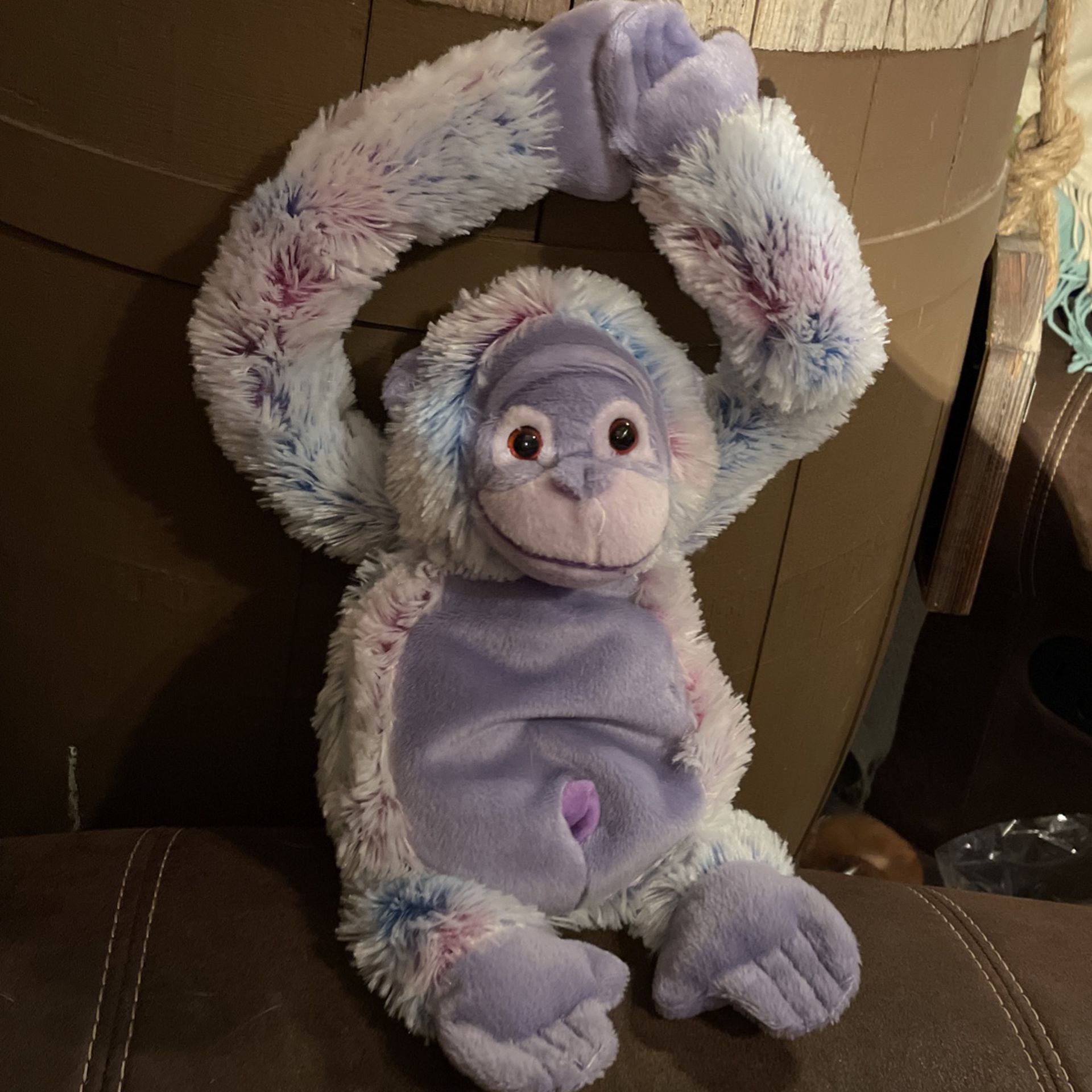 Wishpets Liko Monkey Ape Plush Hanging Purple 11" Long 2002 Stuffed Animal 