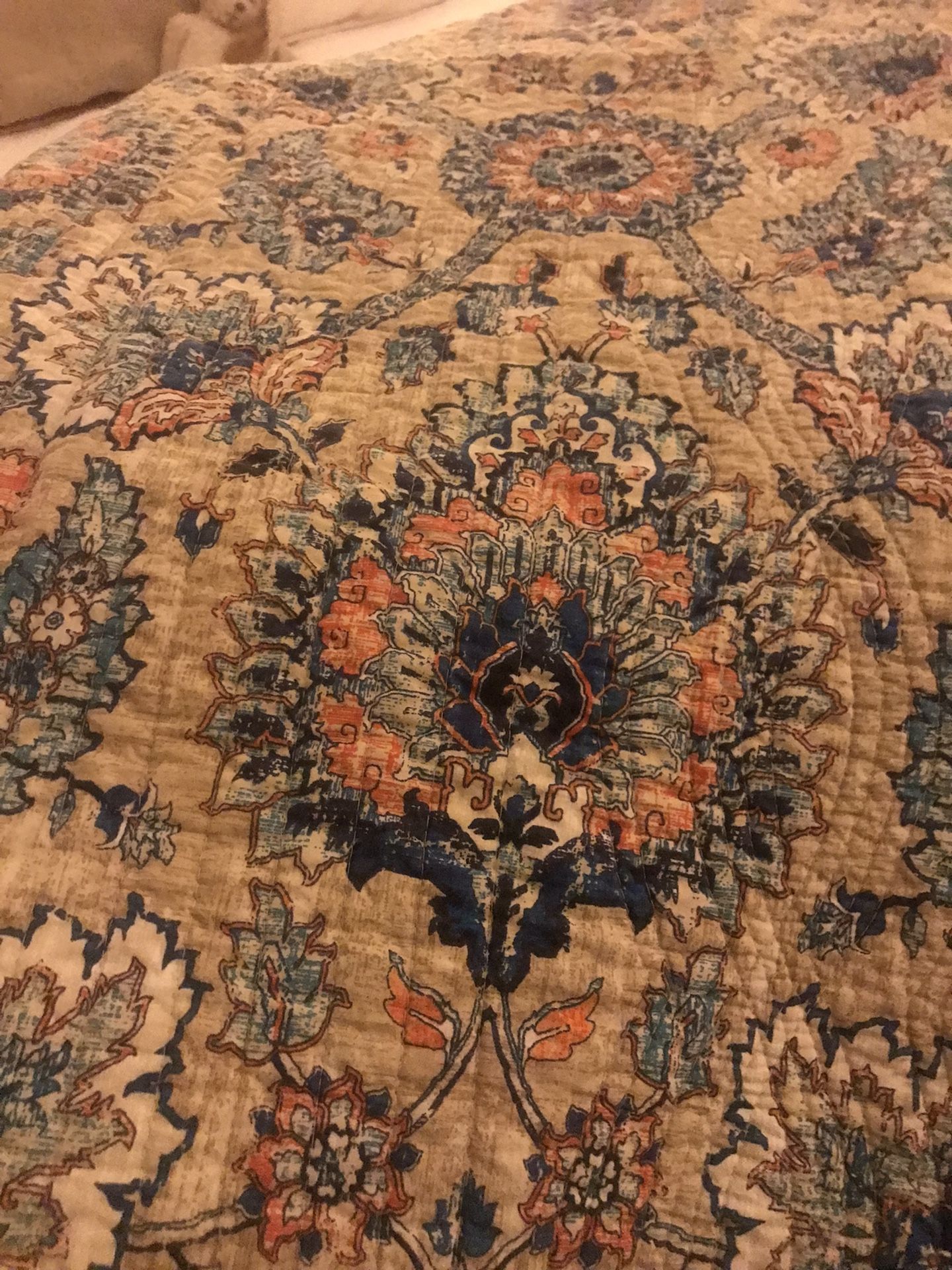 French Provential Quilted Coverlet/throw