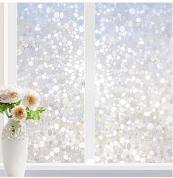 New Window Privacy Film, Decorative Window Clings, UV Blocking Window Coverings Static Cling Non Adhesive Stained Glass Rainbow Window Vinyl 3D Pebble Thumbnail