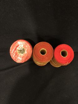 Red & Green Stripe Deco Mesh Ribbon - 3 Rolls Thumbnail