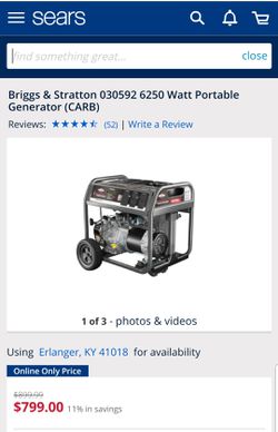 Briggs and Stratton 5500w storm responder generator Thumbnail