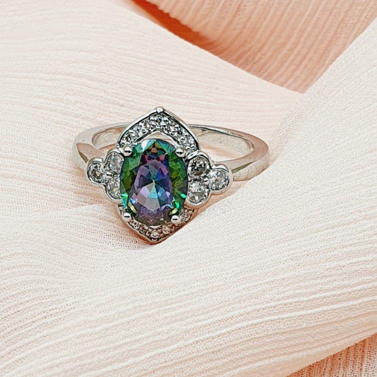"Noble Jewelry Oval Pure Colorful Zircon Elegant Rings for Women, PD308
 