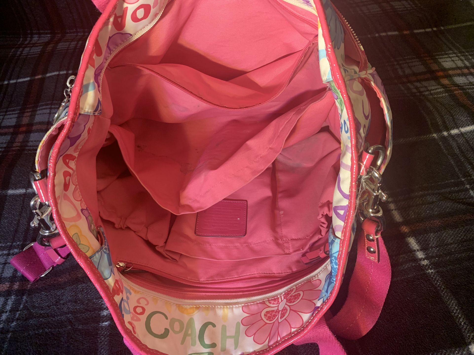 COACH White Multi-Color Floral Diaper Travel Bag Tote
