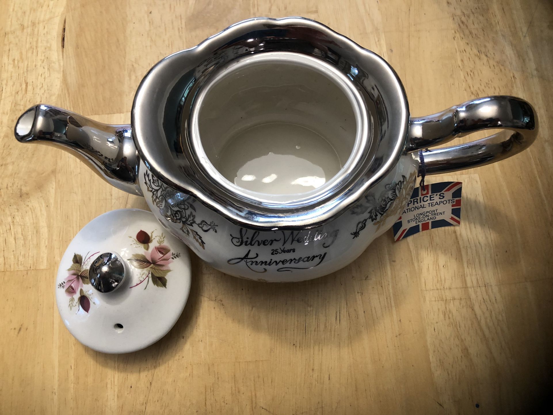 25th Silver Wedding Anniversary Teapot