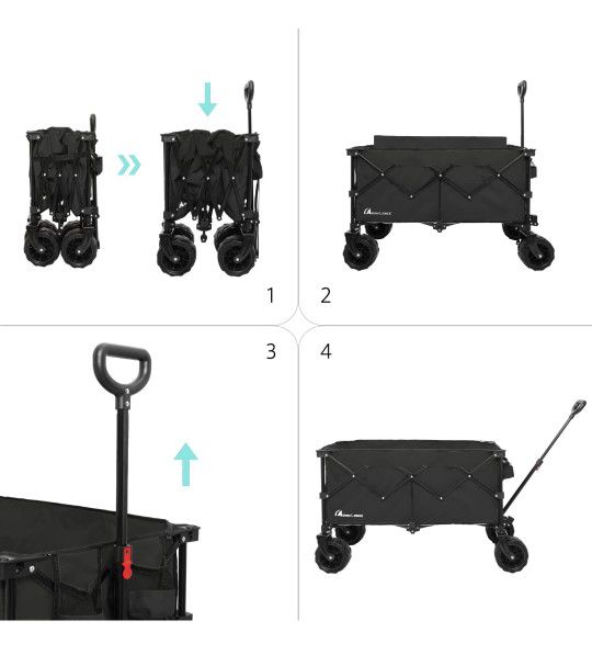 （🆕inbox）Collapsible Folding Wagon Beach Carts with Big Wheels for Sand