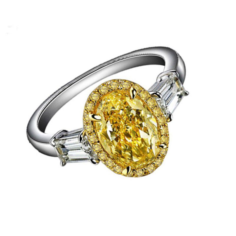 "Refine Oval Pure Royal Yellow Zircon Elegant Rings for Women, PD448
 