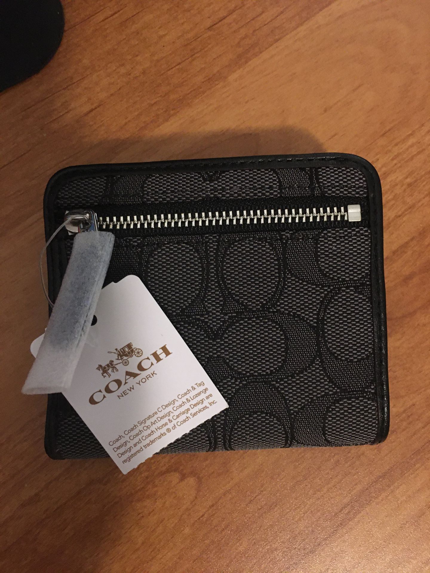 COACH Signature Black Smoke Small Wallet