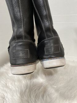 UGG Australia Andra Black Leather Mid Calf Women Boots Size 7.5 Thumbnail