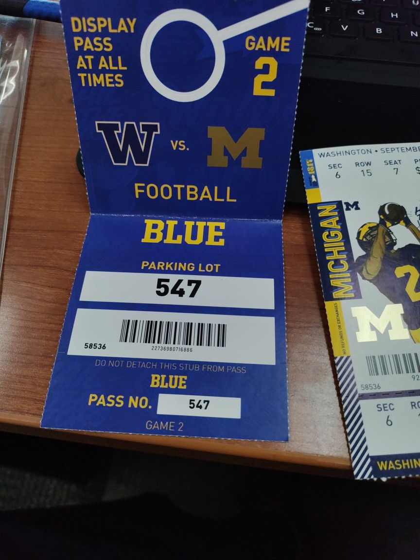 4 Michigan Versus Washington Tickets September 11th