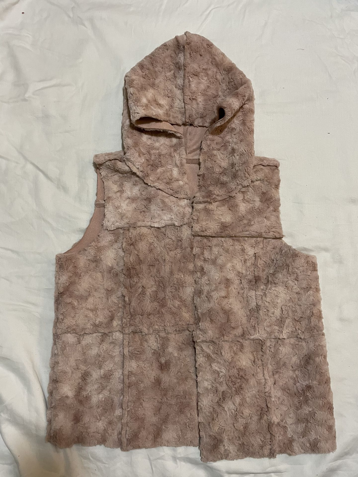 Girls 11/11 Pink Blush Suede Sherpa Fur Vest