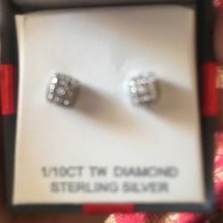 Sterling Silver Diamond Earrings  Thumbnail