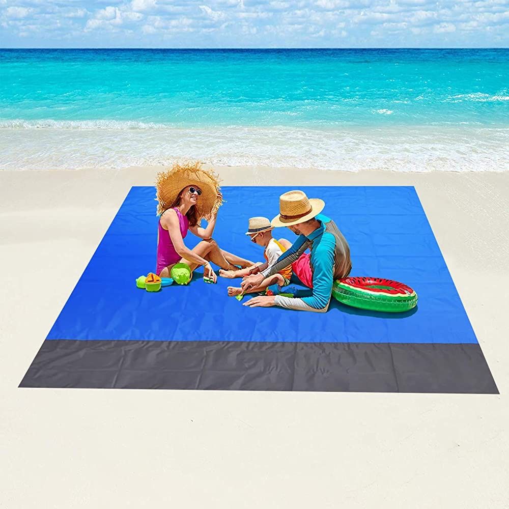 Beach Blanket Sandproof, 79''×83'' Waterproof Beach Mat for 5-6 Adults, Quick Drying Picnic Blankets