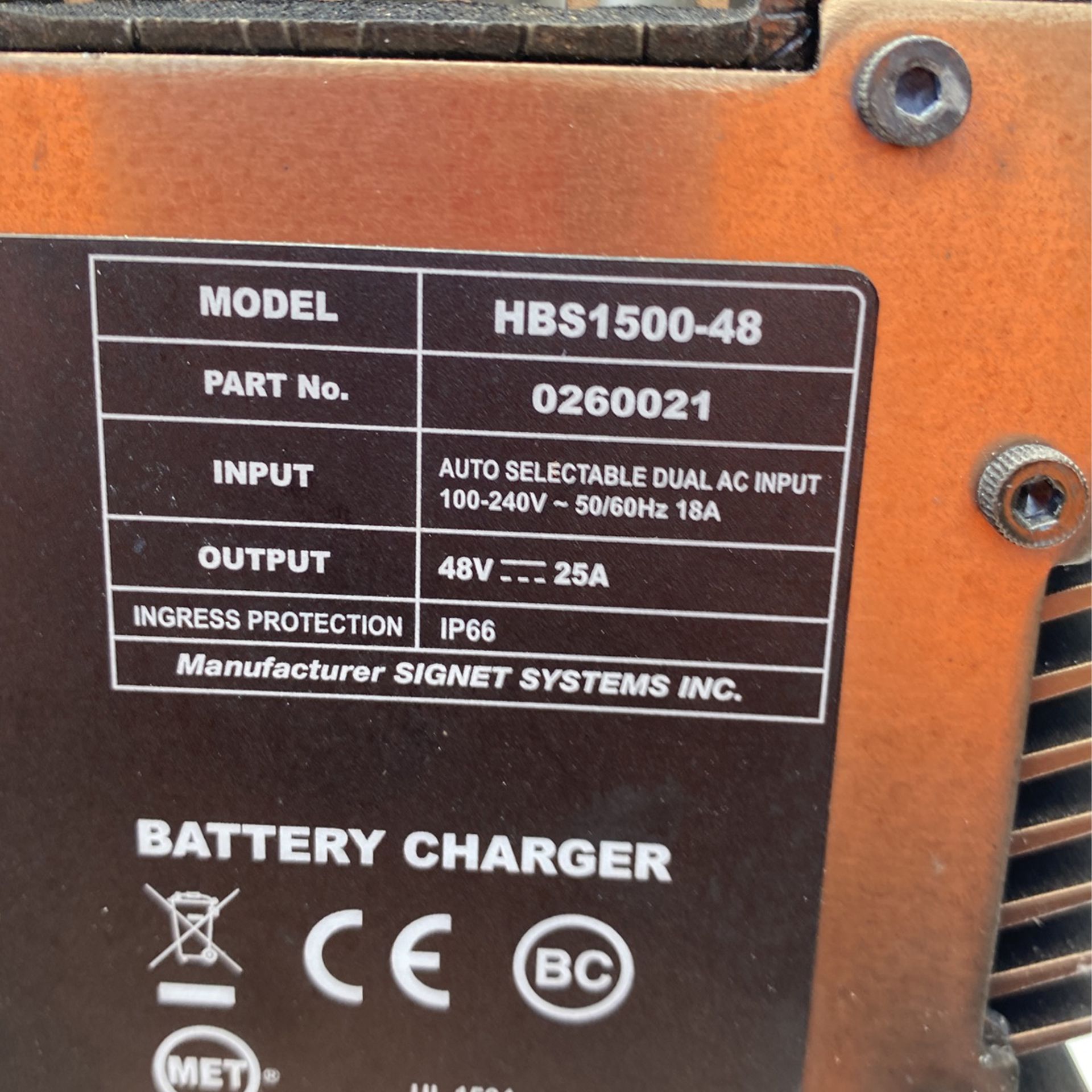 Forklift Battery Charger Signet SIGNET SYSTEMS INC 48V 