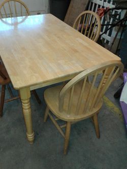 Butcher Block kitchen table and 4 Chairs  Thumbnail
