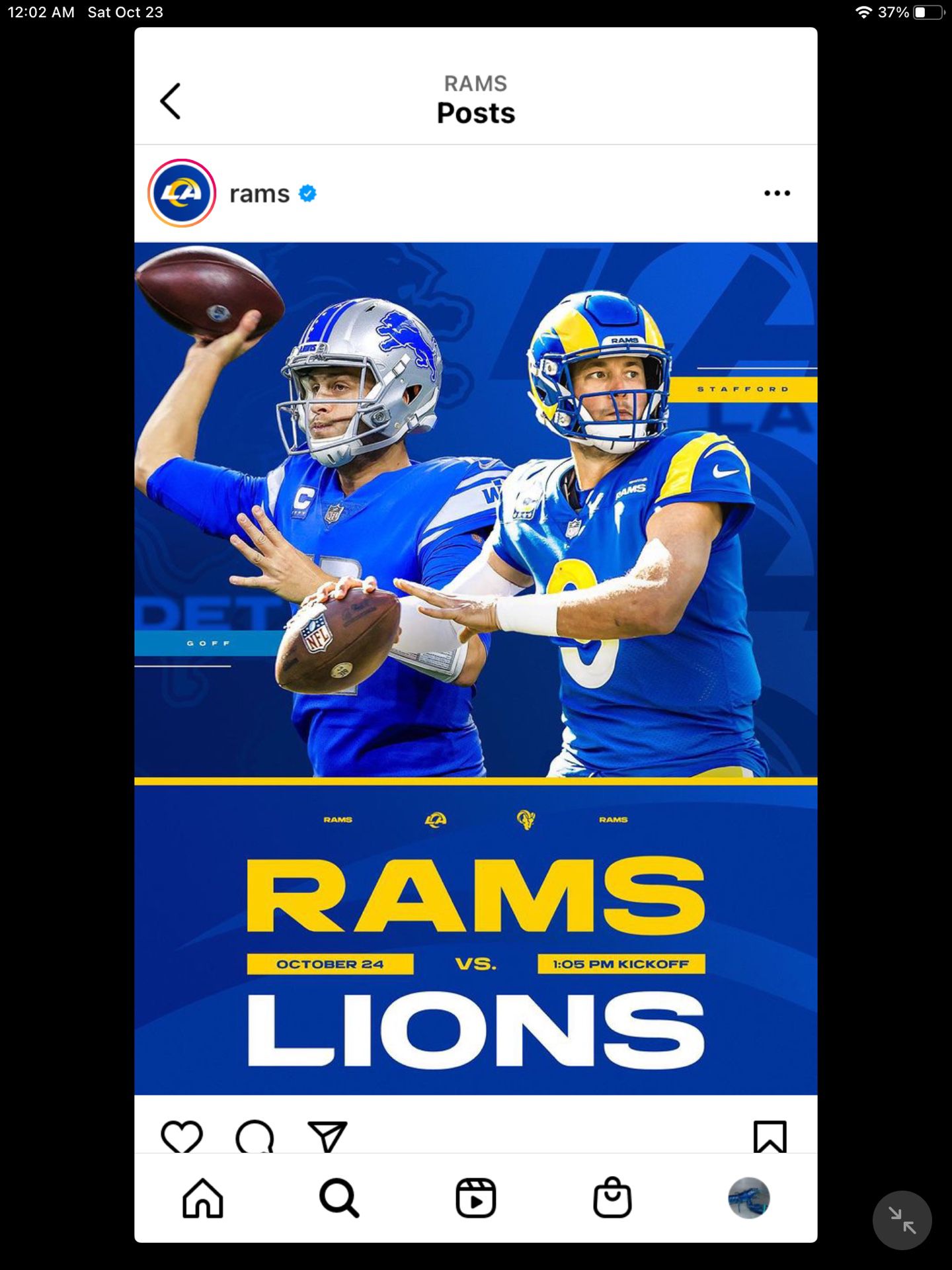 Rams Vs Lions Tickets For 10/24/21  Sofi Stadium From Seat Geek 